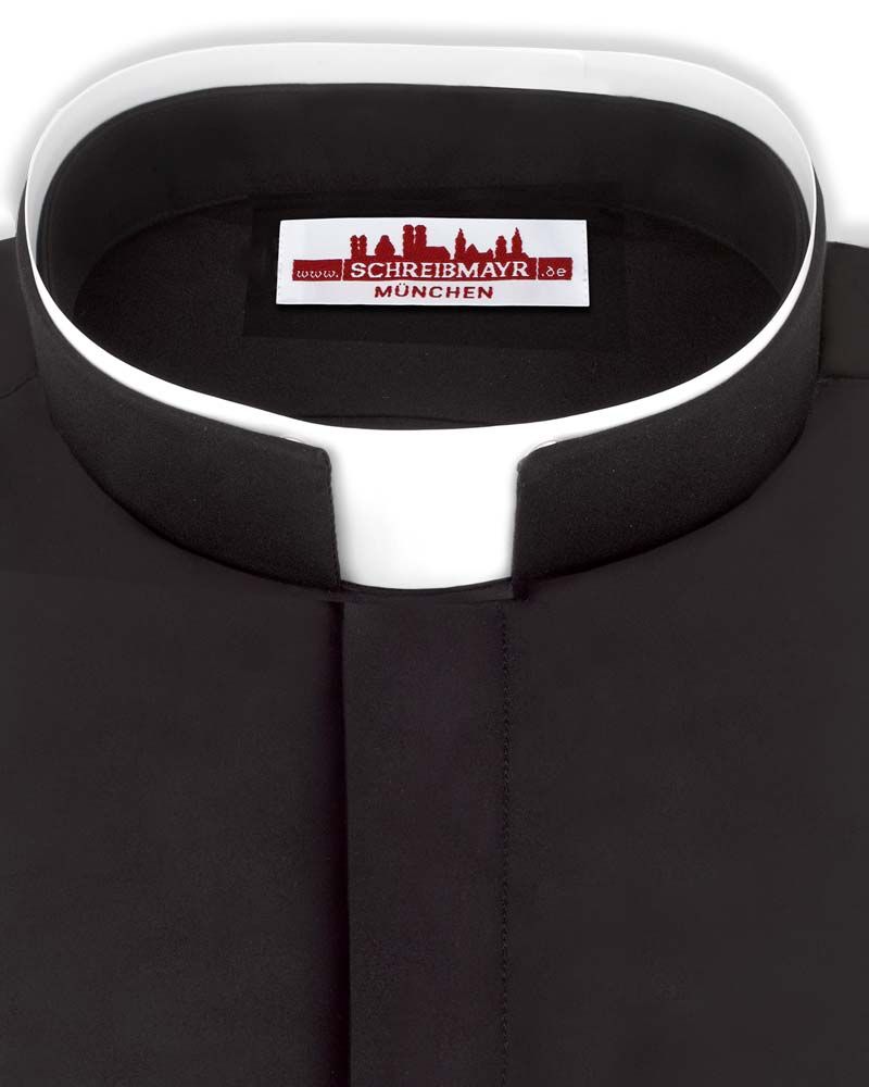 Collarhemd 100% BW schwarz Kragen römisch