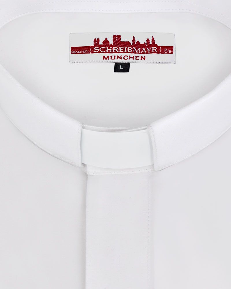 Collarhemd Weiss Halbarm 100% Baumwolle bügelleicht