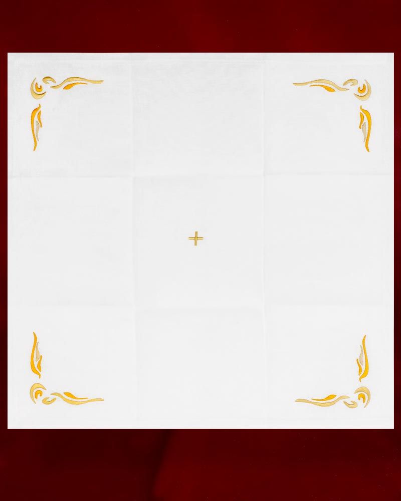 Kelchgarnitur 4-teilig weiß 100% Leinen Kreuz gestickt