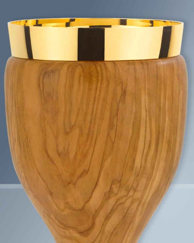 Kelch aus Olivenholz 21 cm hoch mit Einsatzcuppa