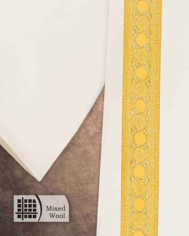 Dalmatik weiß mit Clavistäben aus Goldbordüre 125 cm