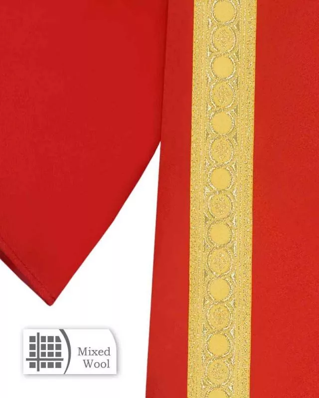 Dalmatik rot mit Clavistäben aus Goldbordüre 125 cm