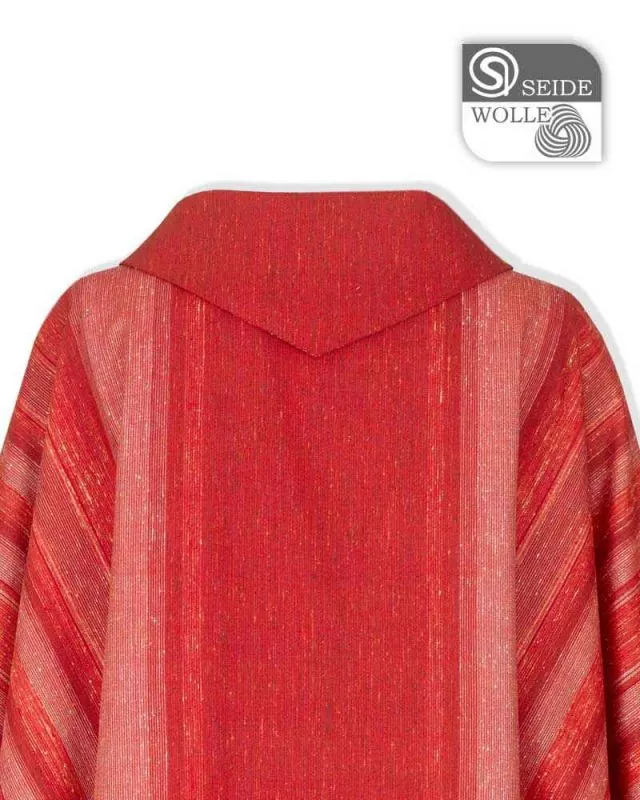 Dalmatik Wolle & Seide rot mit Streifeneinwebe