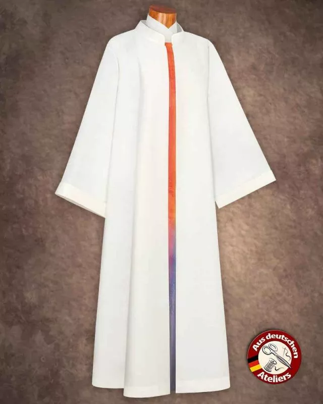 Damenalbe creme 140 cm Stab in Regenbogenfarben