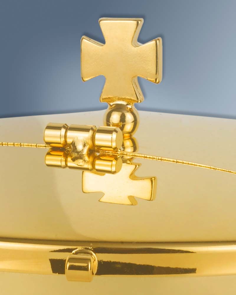 Ziborium mit Klappdeckel 10cm vergoldet 14 cm Ø