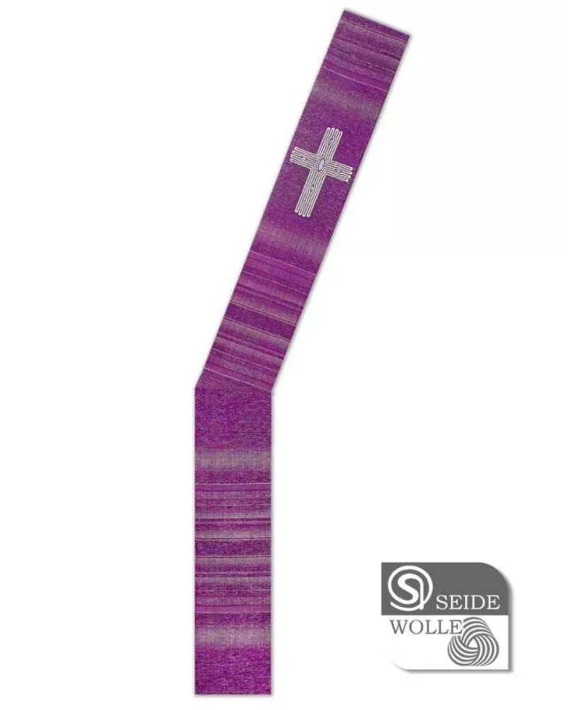 Diakonstola Wolle & Seide violett Kreuz gestickt