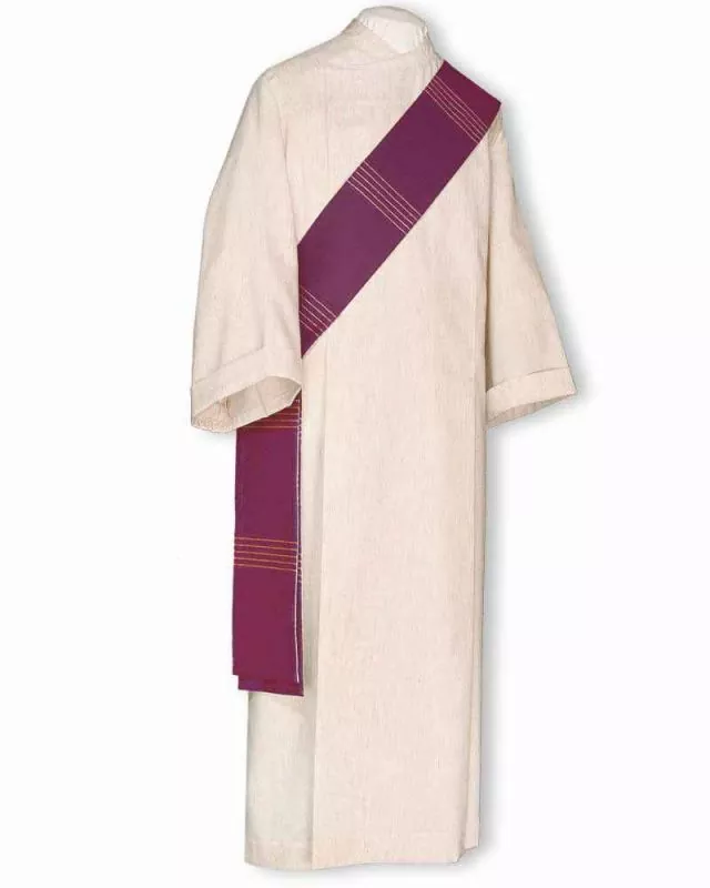 Diakonstola weiß & violett Goldstreifendekor 160 cm