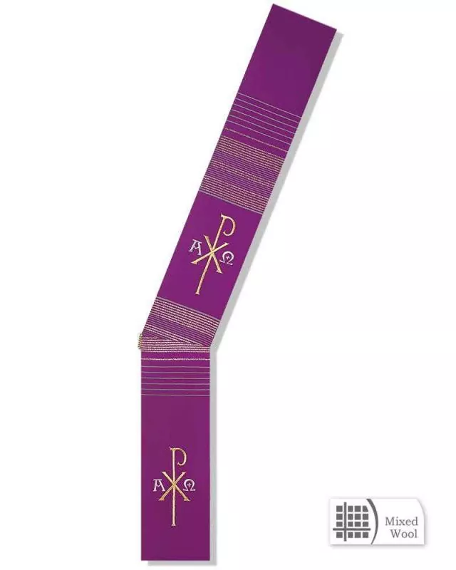 Diakonstola Pax und A + O violett mit Streifeneinwebe