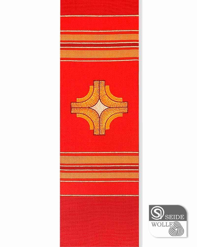 Diakonstola Kreuz gestickt Wolle & Seide rot