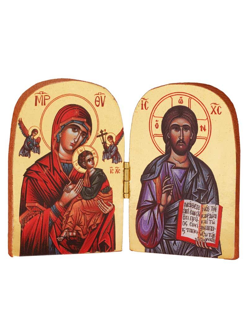 Byzantinische Diptychon-Ikone 5 x 7 cm Maria Eleusa