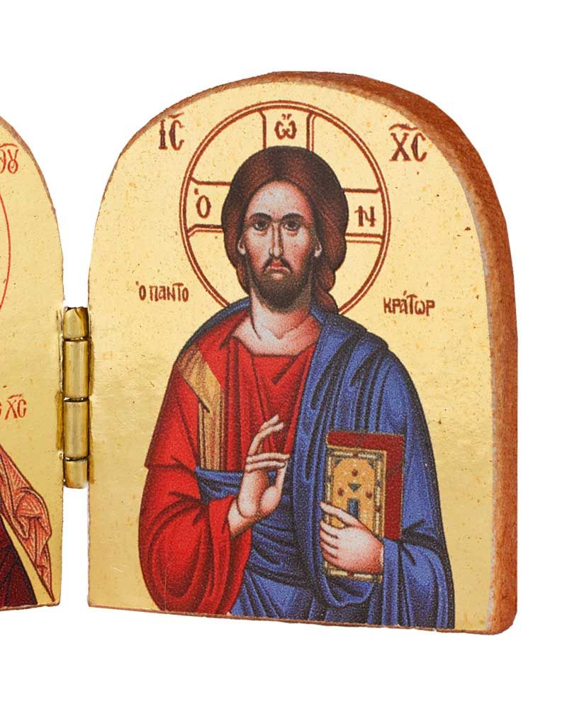 Byzantinische Diptychon-Ikone 5 x 7 cm Maria Eleusa