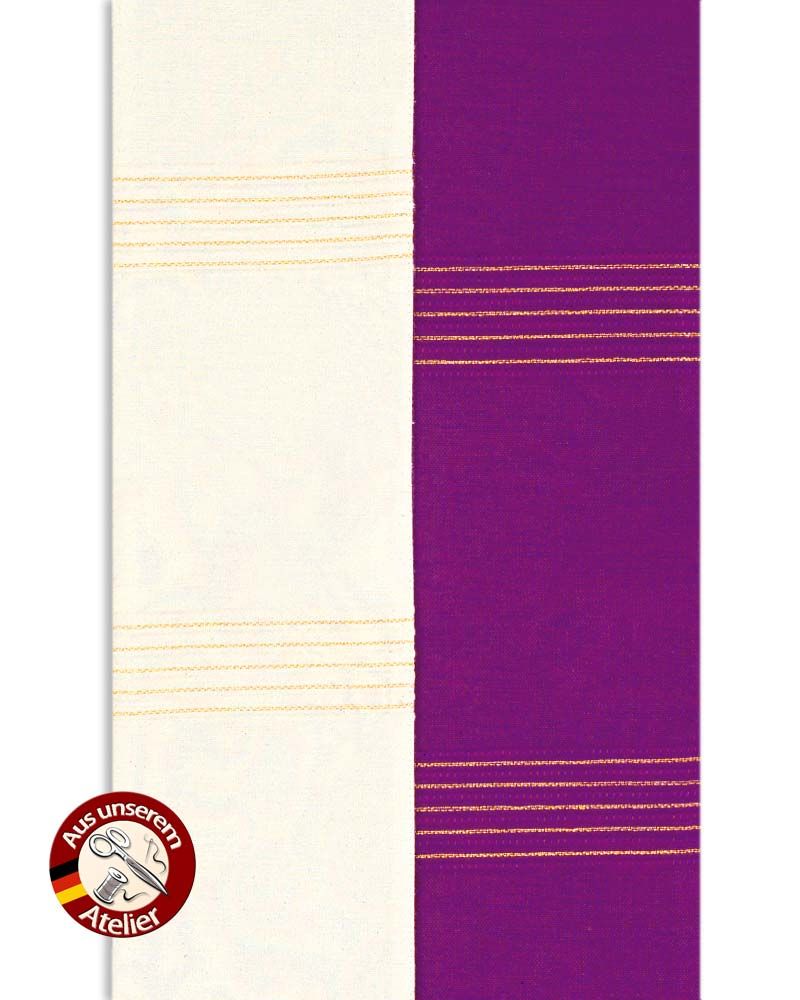 Wendestola weiß & violett 160 cm Gold gestreift