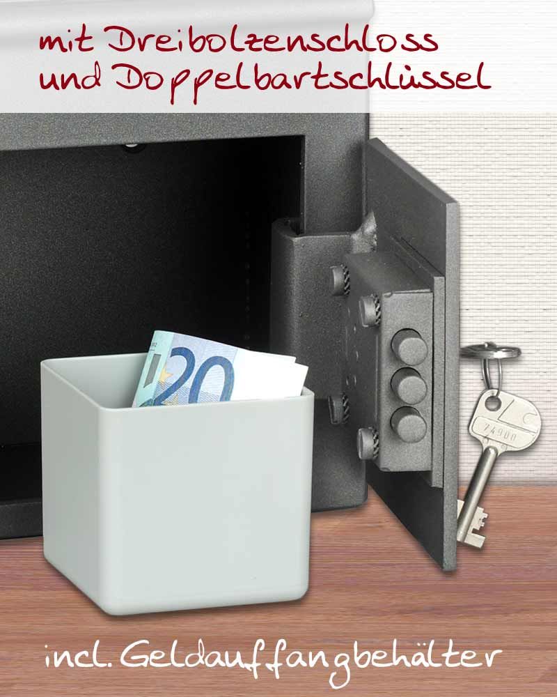 Opferstock mit Eckeinwurf 19,5x15,5x10cm Stahl 5mm