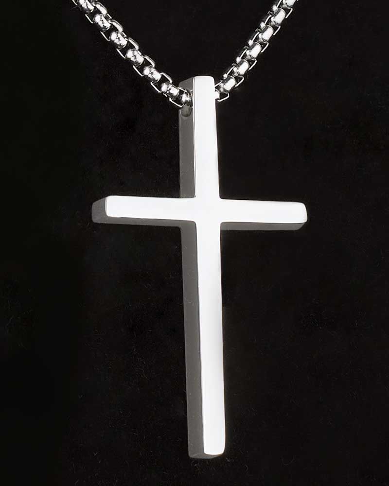 Kette mit Kreuzanhänger Edelstahl, 40 x 25 mm