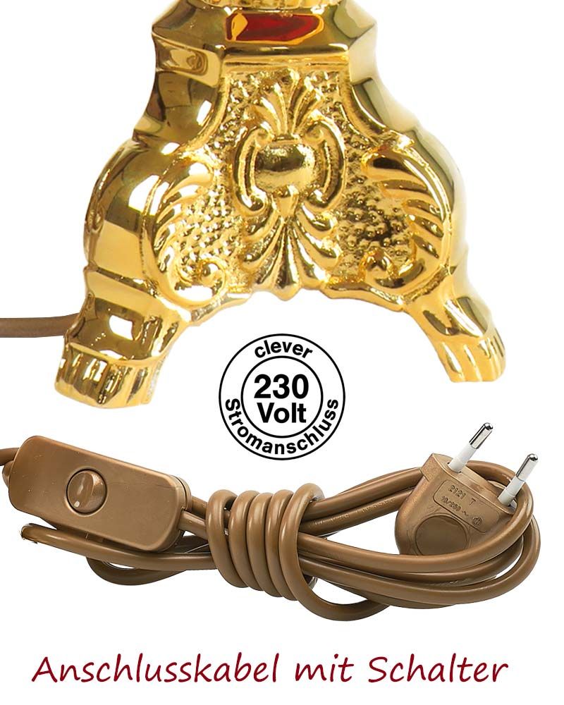 Standewiglicht 25,5 x 10 cm elektr. Messing vergoldet