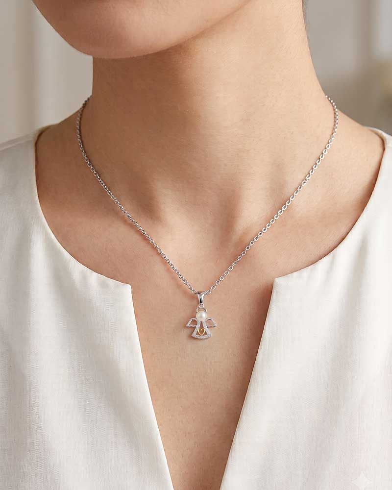 Schutzengelanhänger 925 Sterling Silber mit Perle