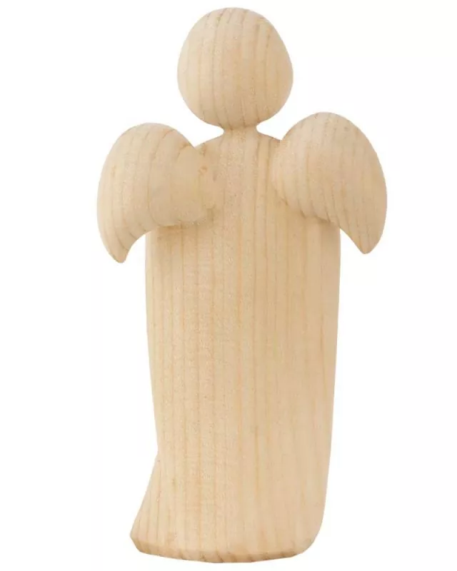 Engel der Liebe, 9 cm Figur mit Herz, Zirbenholz natur