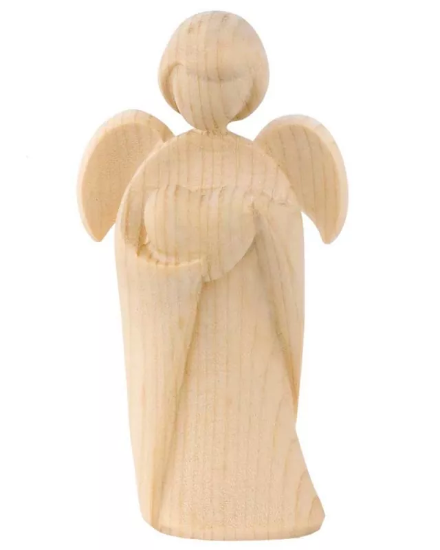 Engel der Liebe, mit Herz 9 cm, Zirbenholz natur
