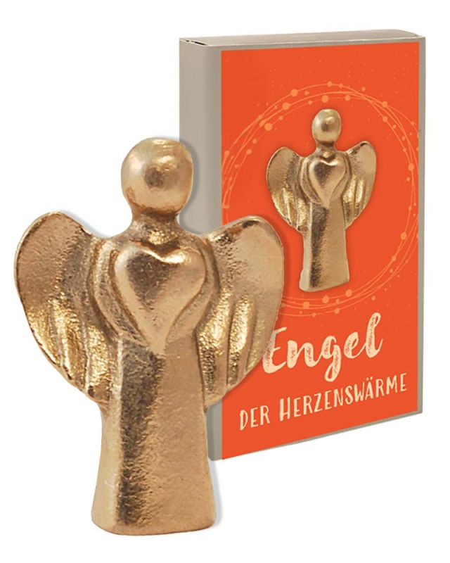 Bronzefigur 5 cm im Karton "Engel der Herzenswärme"
