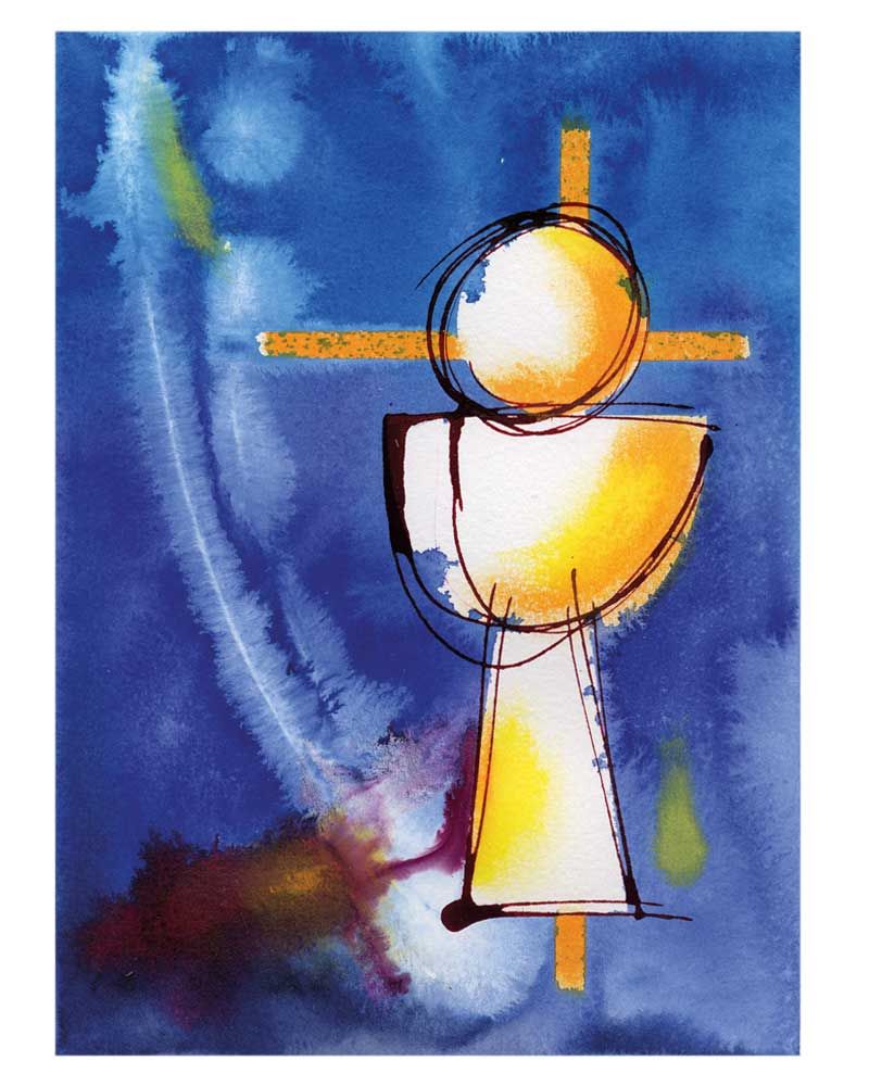 Karte "Eucharistie" 10,5 x 15 cm Kelch & Hostie