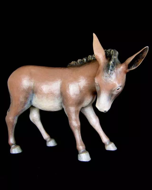 Esel für Krippe 60 cm holzgeschnitzt coloriert