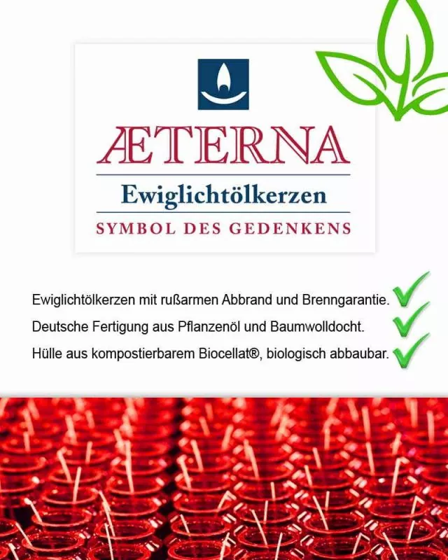 20 AETERNA Kerzen 9 Tage BIOCELLAT Hülle rot