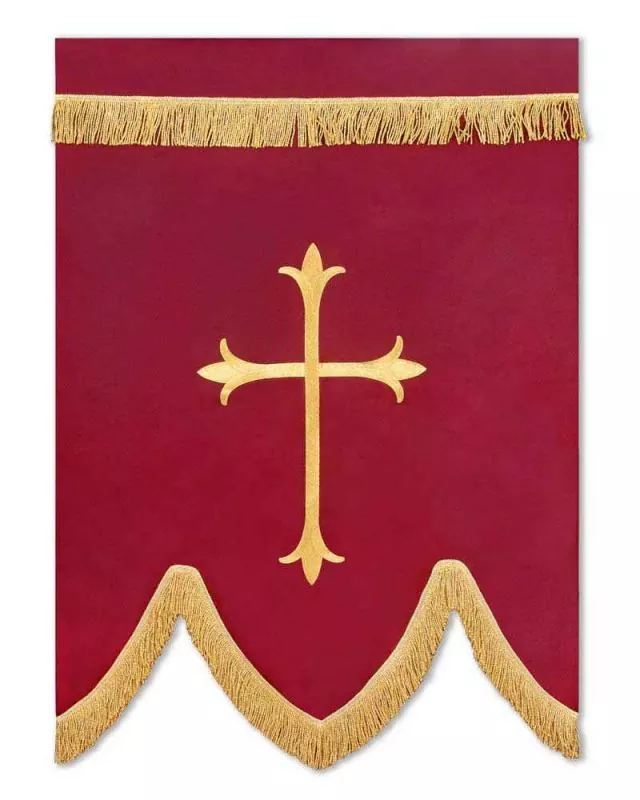 Prozessionsfahne 125x90cm rot PX + Kreuz goldgestickt