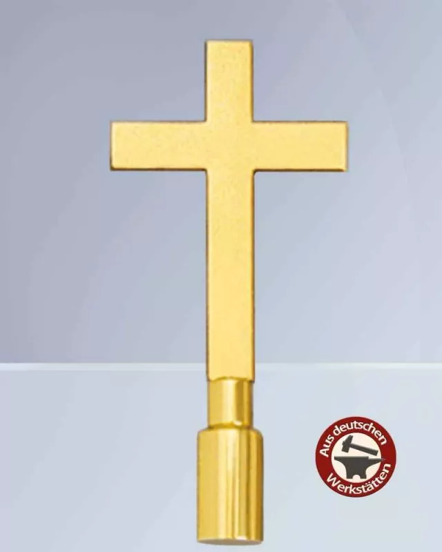 Fahnenspitze Kreuz Messing poliert 22 cm
