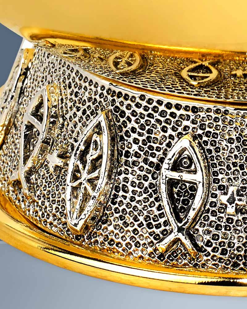 Ziborium vergoldet 14  cm Ø mit Plexideckel 10 cm hoch
