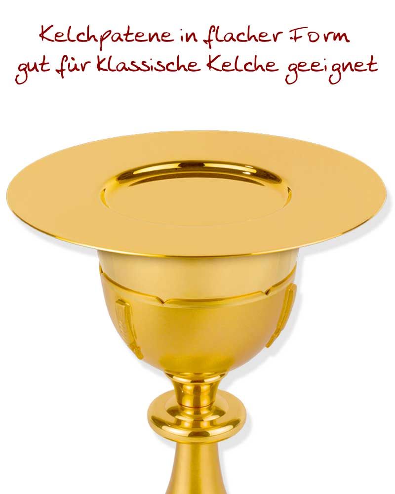 Kelchpatene flache Form 15 cm Ø poliert vergoldet