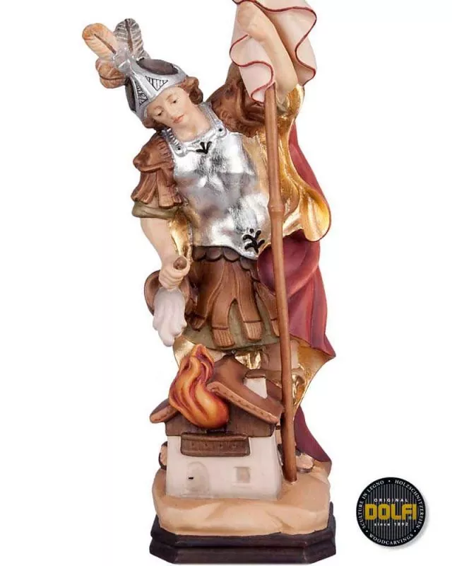 Heiliger Florian mit Haus holzgeschnitzt 20 cm koloriert