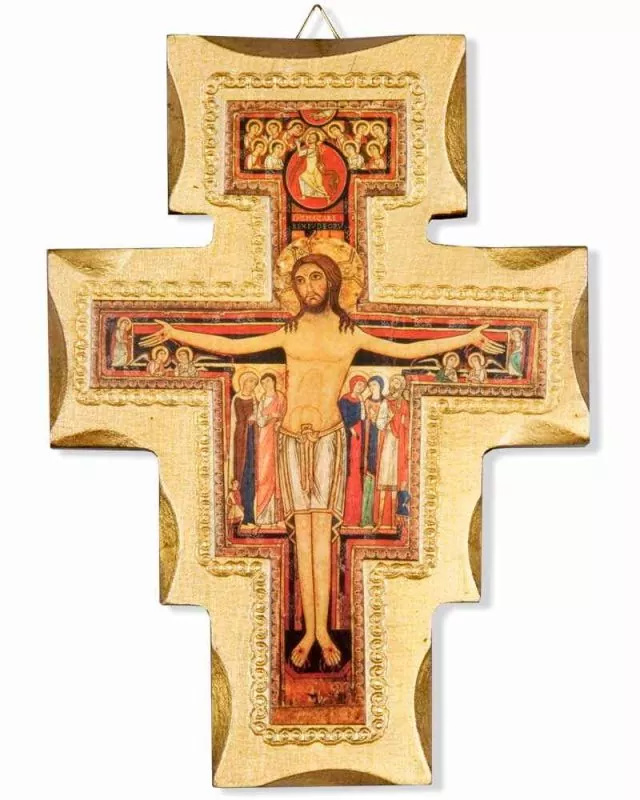 Franziskuskreuz 32 x 43 cm Holzkreuz mit Kunstdruck