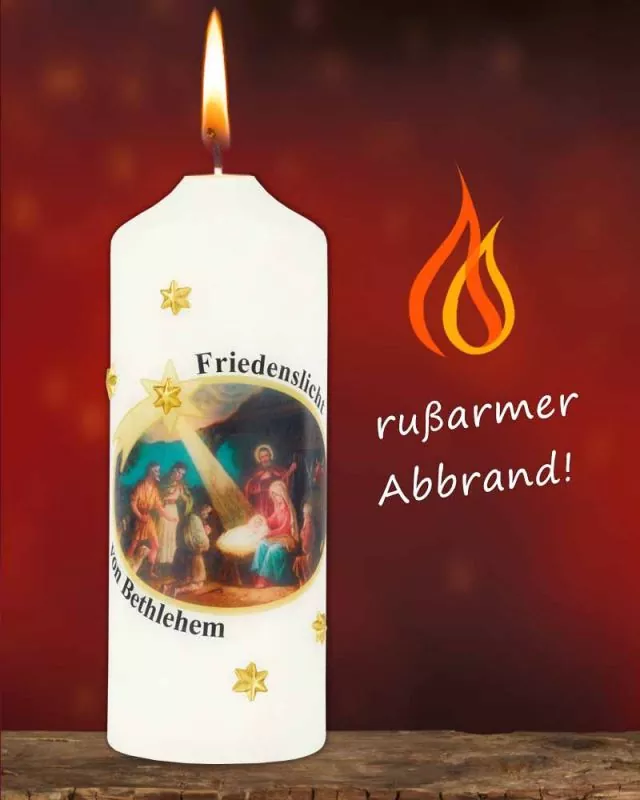 Weihnachtskerze 165x60mm Friedenslicht von Bethlehem