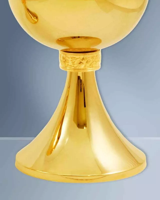 Ziborium vergoldet 17 cm klassisch mit Nodus