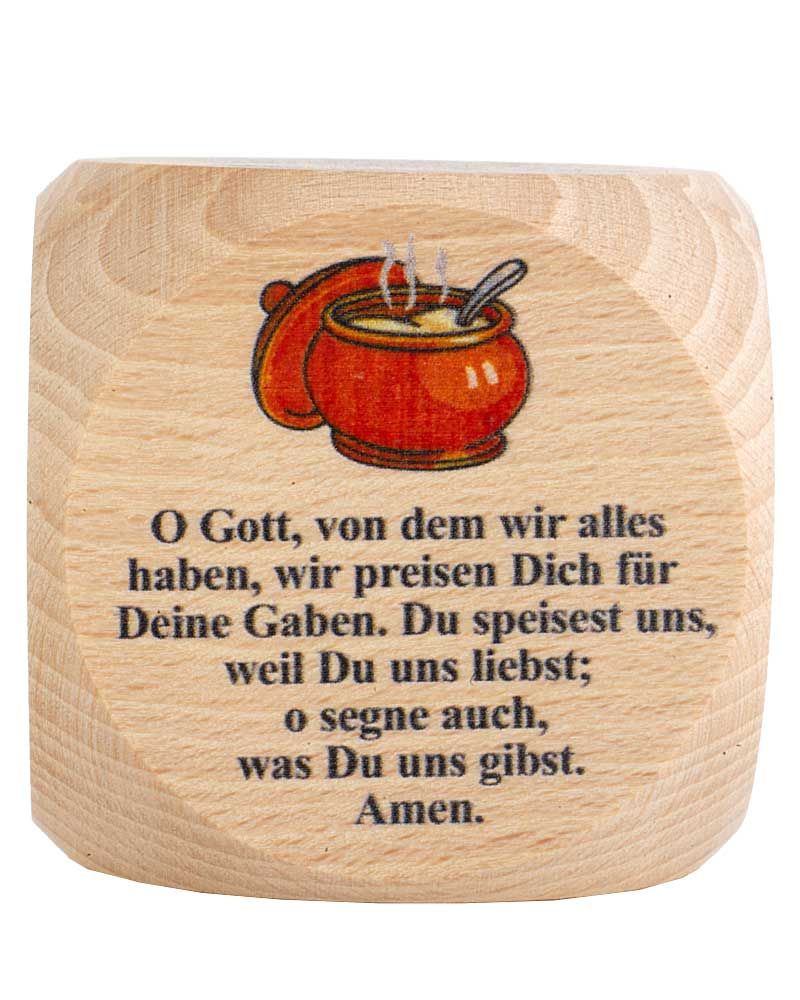 Gebetswürfel Tischgebete   Buche Natur 5,5 x 5,5 cm