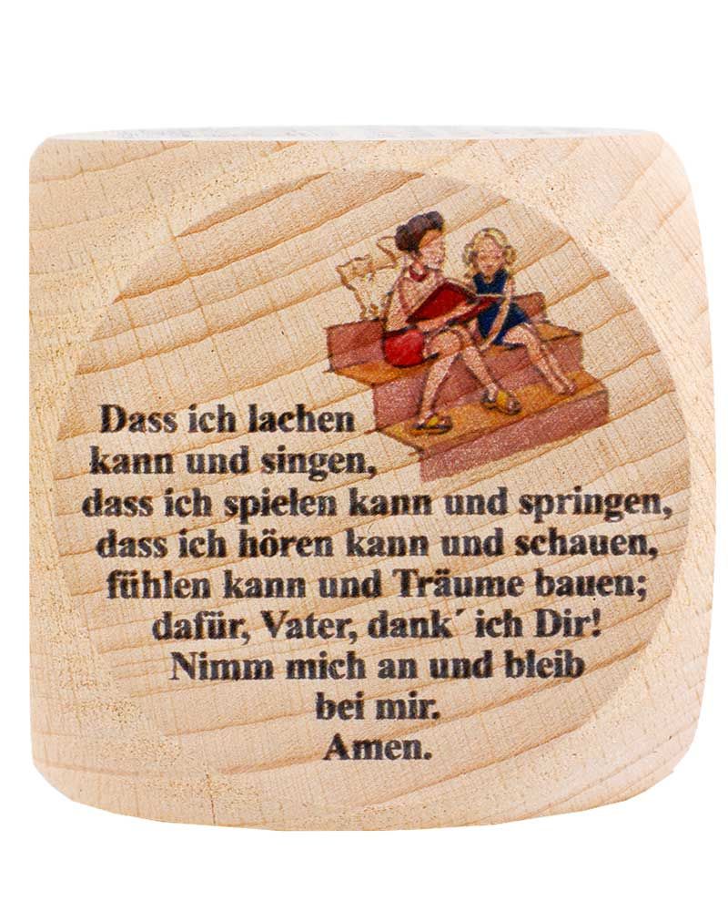 Gebetswürfel Tagesgebete  Buche Natur 5,5 x 5,5 cm