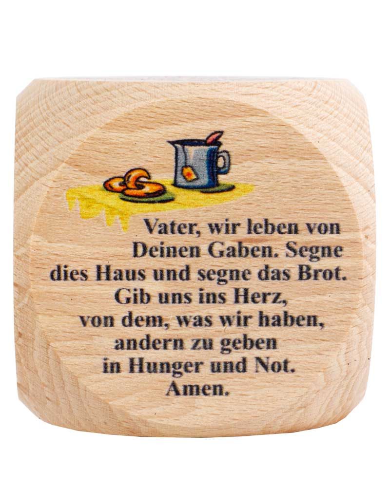 Gebetswürfel Tischgebete   Buche Natur 5,5 x 5,5 cm