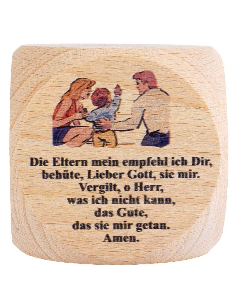 Gebetswürfel Tagesgebete  Buche Natur 5,5 x 5,5 cm