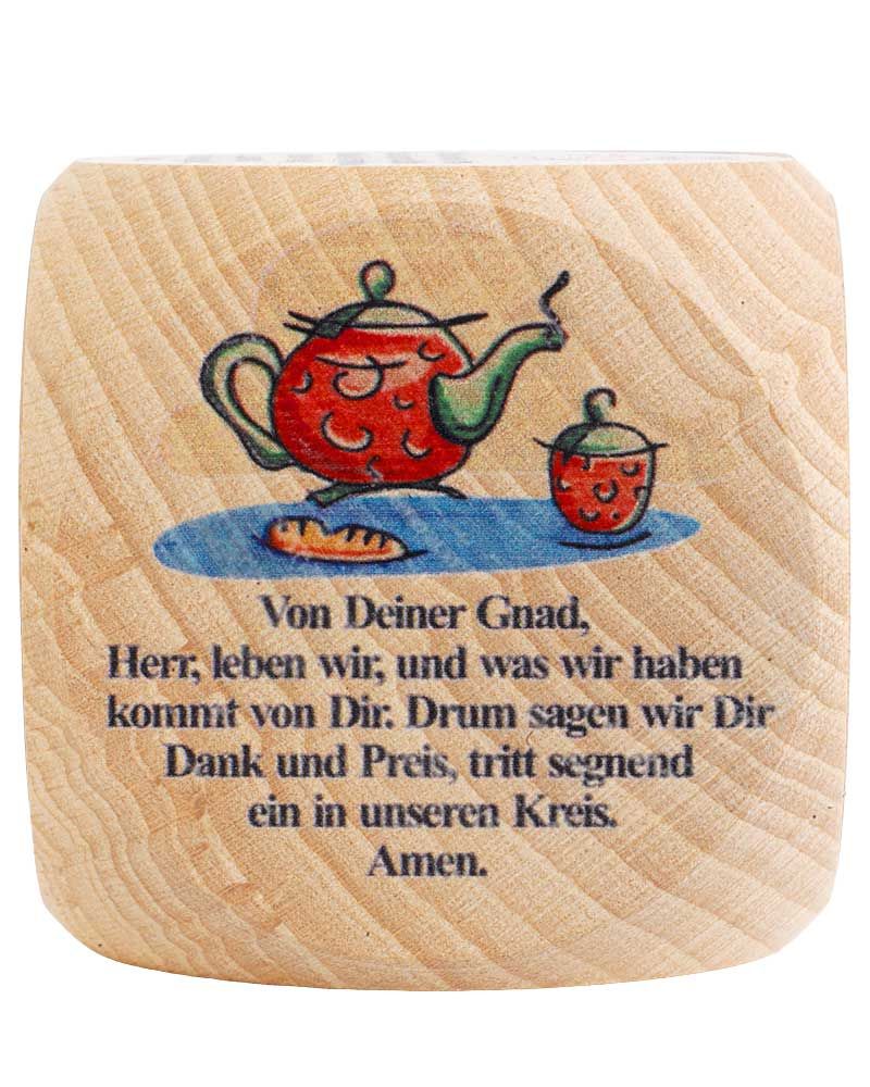 Gebetswürfel Tischgebete   Buche Natur 5,5 x 5,5 cm