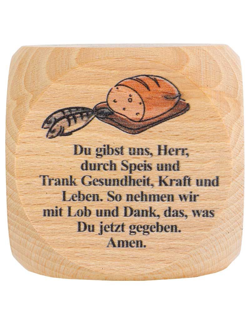 Gebetswürfel Tischgebete   Buche Natur 5,5 x 5,5 cm