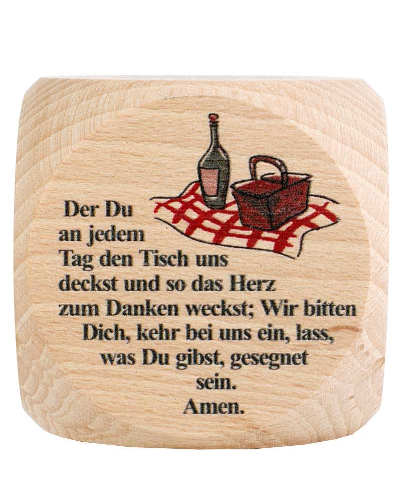 Gebetswürfel Tischgebete   Buche Natur 5,5 x 5,5 cm