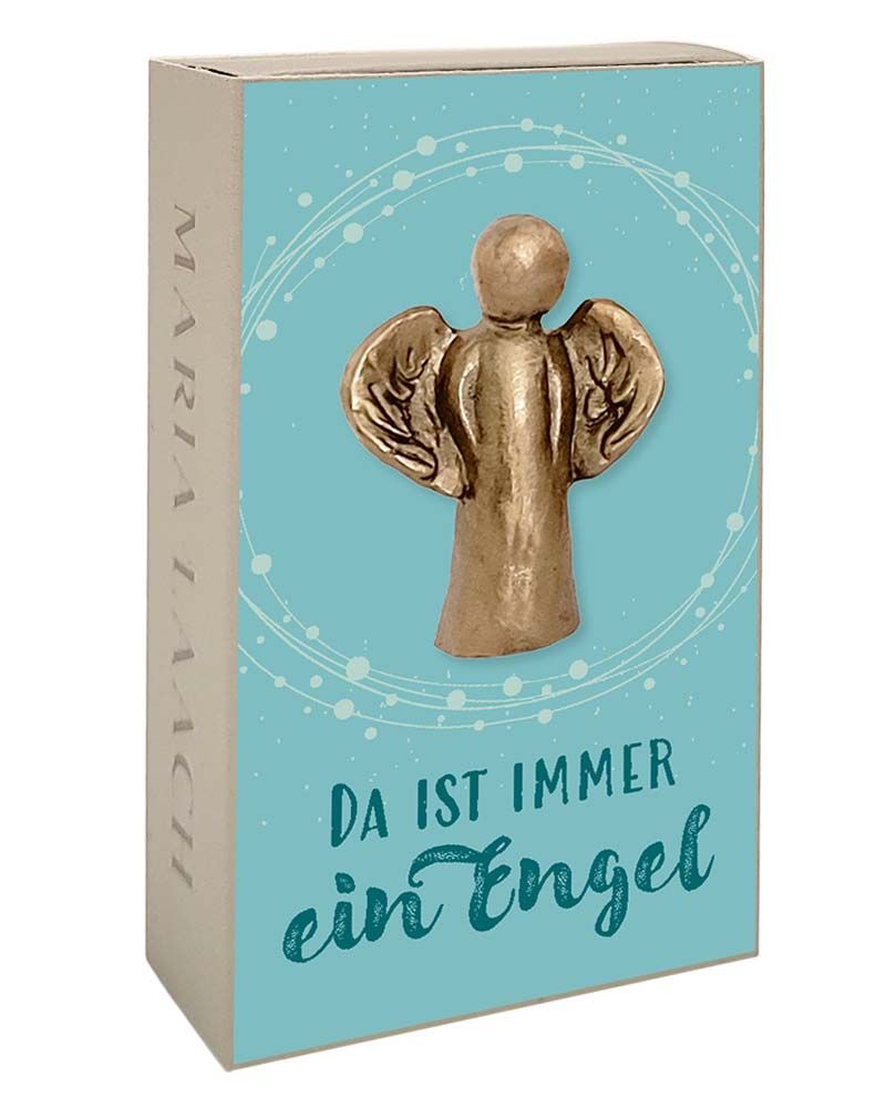 Schutzengel 5 x 4 cm Bronze, "Da ist immer ein Engel"