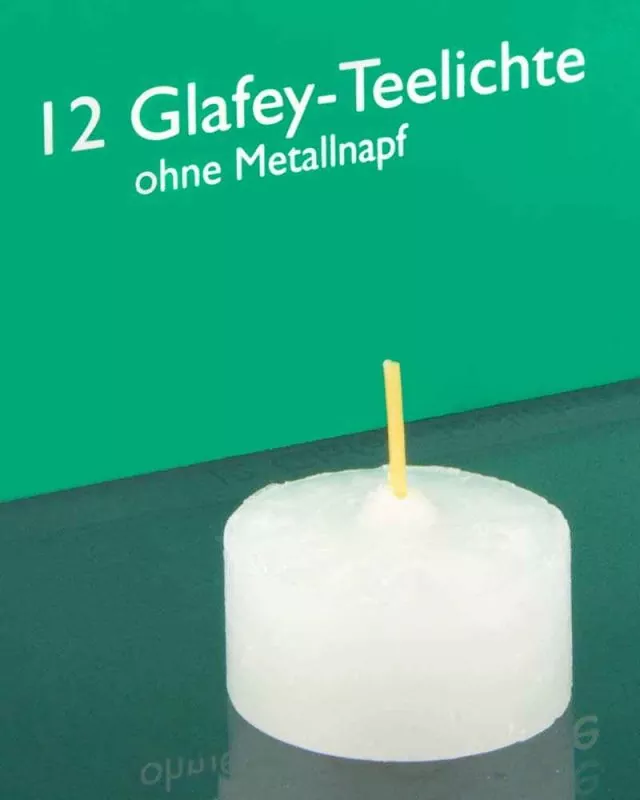 12 Glafey-Teelichte 38 mm Ø ca. 8 Stunden Brenndauer