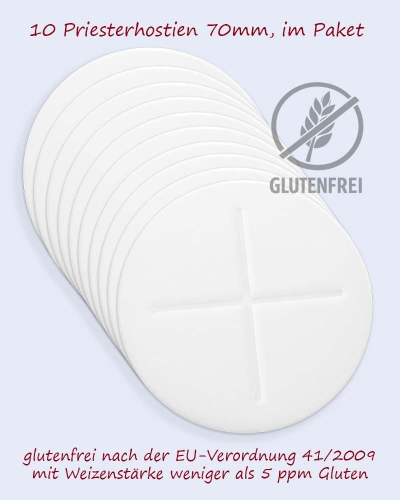 Glutenfreie Hostien weiß, 70 mm Ø, 10 Stück im Beutel