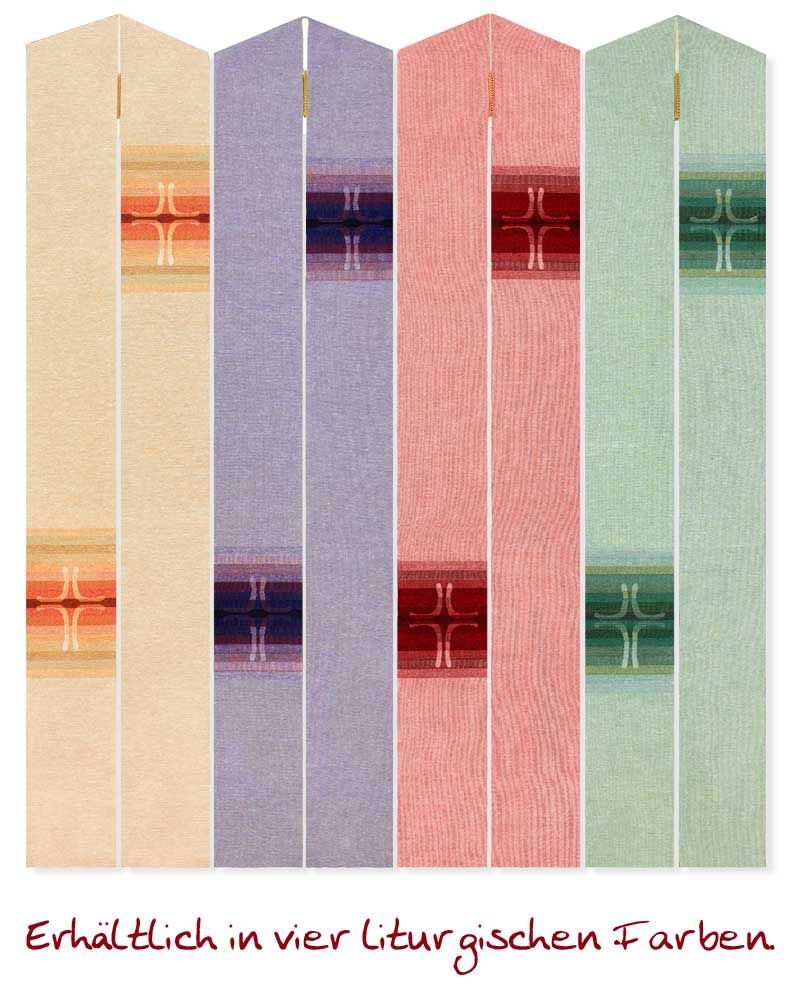 Stola beige, Gobeline Kreuze eingewebt 140 cm