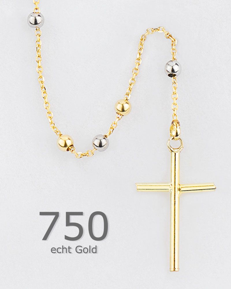 Schmuckrosenkranz 18 ct. Gold 750, Perlen 3 mm Ø
