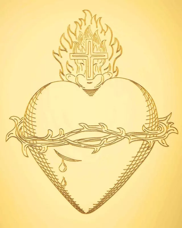 KelchpateneMessing vergoldet 15 cm Ø - Herz Jesu Gravur