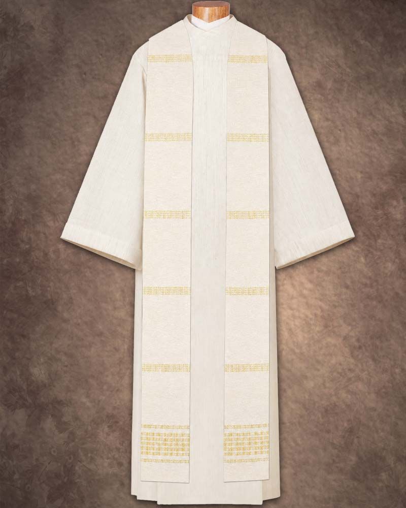 Priesterstola Beige, Handwebstoff, Streifeneinwebe