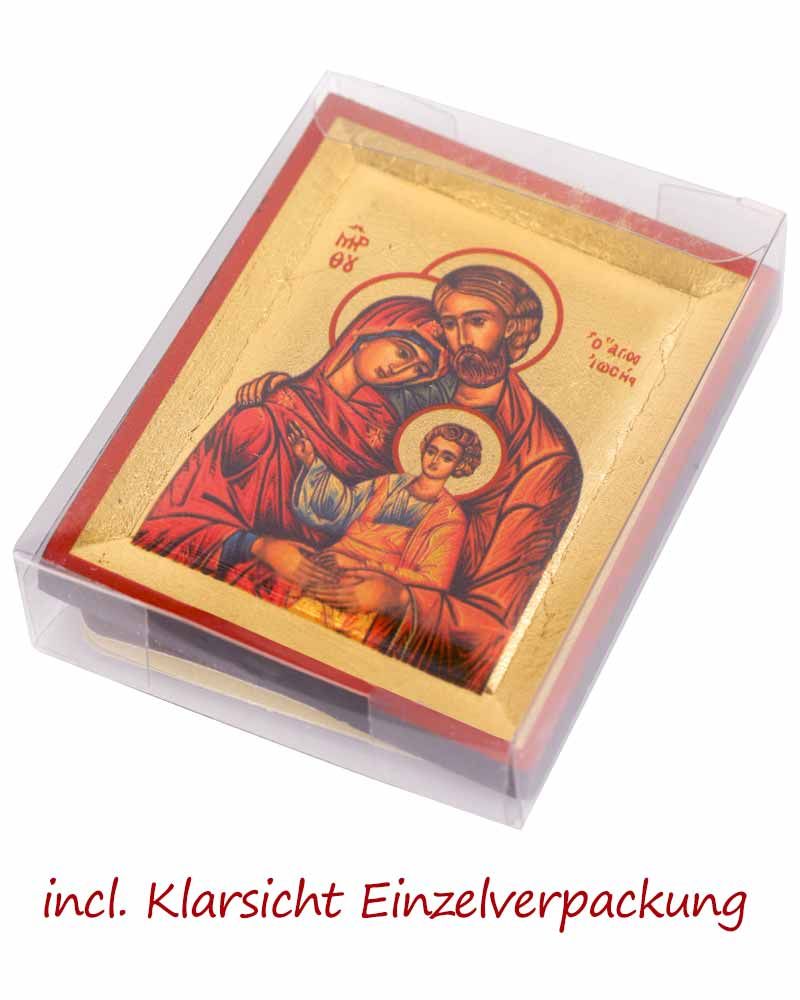 Ikone Heilige Familie Siebdruck 6,5 x 8 cm mit Aufsteller