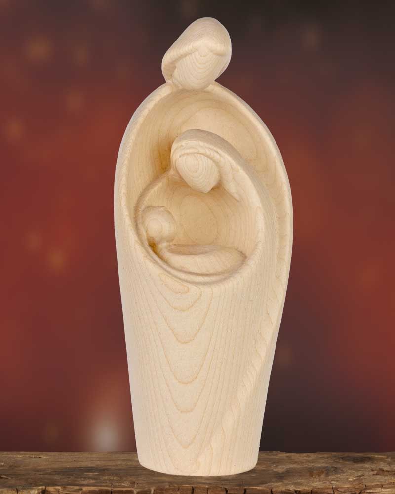 Hl. Familie Natur Ahornholz 20 cm hoch, 8 cm breit